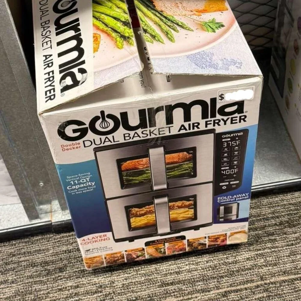 Gourmia 11 Quart Double Basket Air Fryer with Smart Finish and 4-Layer Cooking